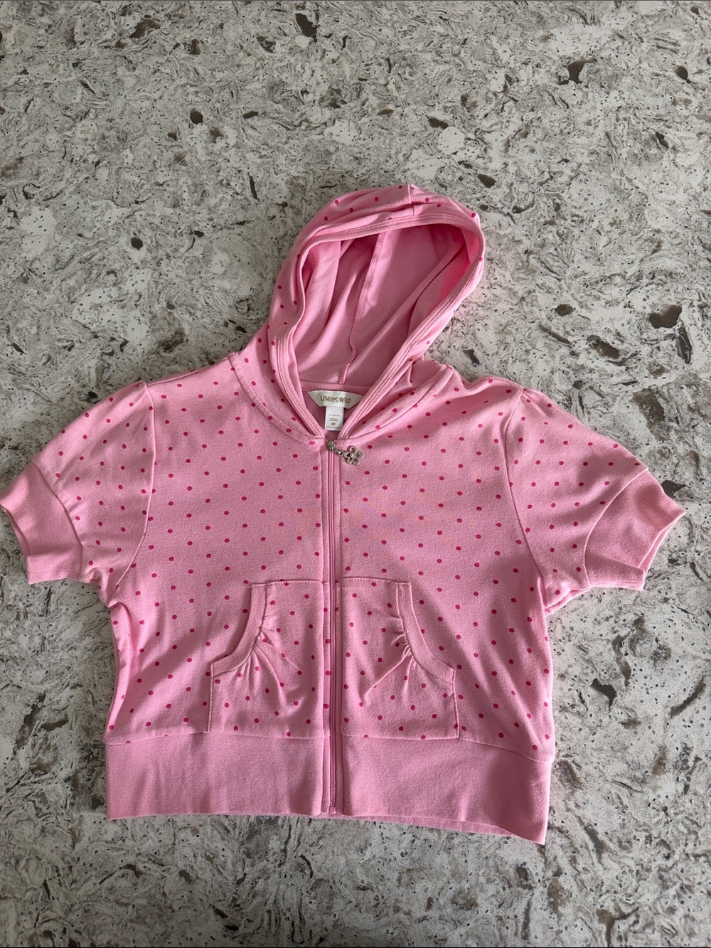 Limited Too Pink Polka Dot Hooded Zip Sweatshirt